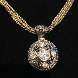 Premier Designs gold & crystal necklace w pendant
